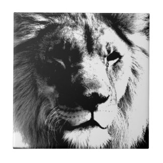 Carreau Lion noir et blanc - Art de la photographie animal
