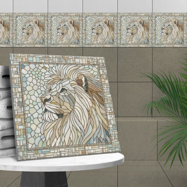 Carreau Lion Portrait Mosaic Art (Créateur téléchargé)