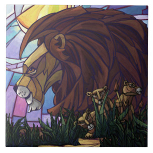 Carreau Lion Roi et ses petits