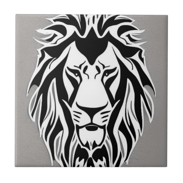 Carreau Lion triste noir et blanc decal gris arrière - pla (Devant)