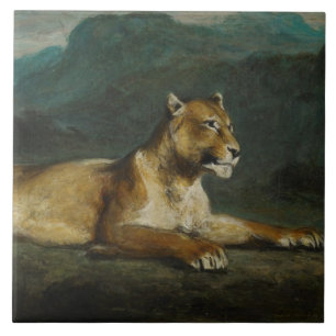 Carreau Lionne reposant, c.1855 (huile sur le panneau)