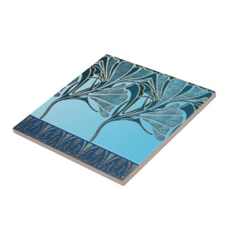 CARREAU LIS, ART NOUVEAU FLORAL : MER GRECQUE