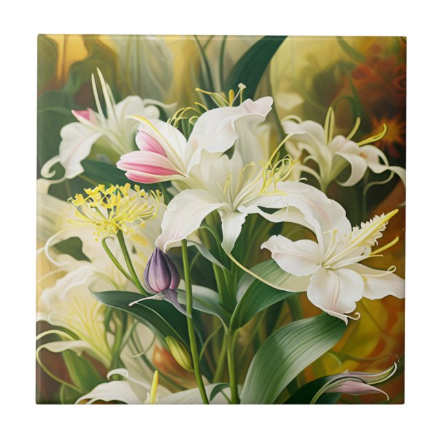 Carreau Lis blancs en fleurs (Devant)