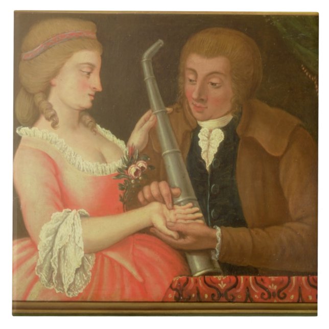 Carreau Lisant la paume (huile sur la toile) (Devant)