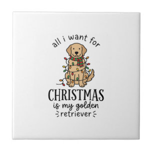 Carreau Liste de souhaits de retriever doré de Noël Design