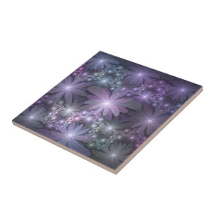 Carreau Lit de fleurs Art Fractal Abstrait tendance brilla