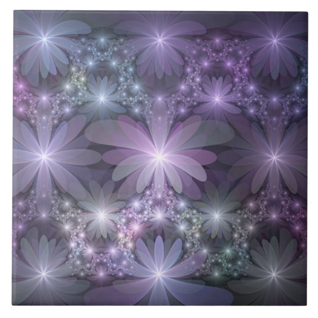 Carreau Lit de fleurs tendance brillant art fractal abstra (Devant)