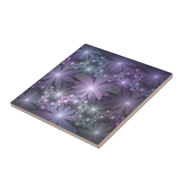 Carreau Lit de fleurs tendance brillant art fractal abstra (Côté)