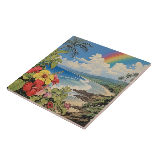 Carreau lithographe vintage art tropical (Côté)