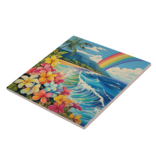 Carreau lithographe vintage art tropical