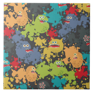 Carreau Little cute funny monsters