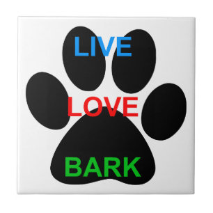 Carreau LIVE LOVE BARK Chien Empreinte de patte
