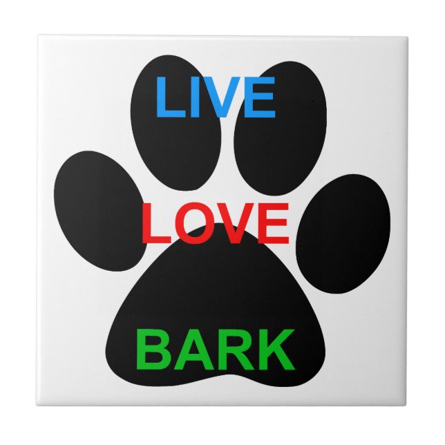 Carreau LIVE LOVE BARK Chien Empreinte de patte (Devant)
