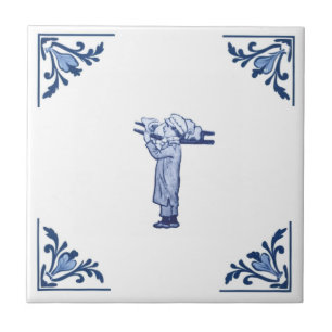 Carreau Livraison vintage Boucher Boy Delft Bleu & Blanc