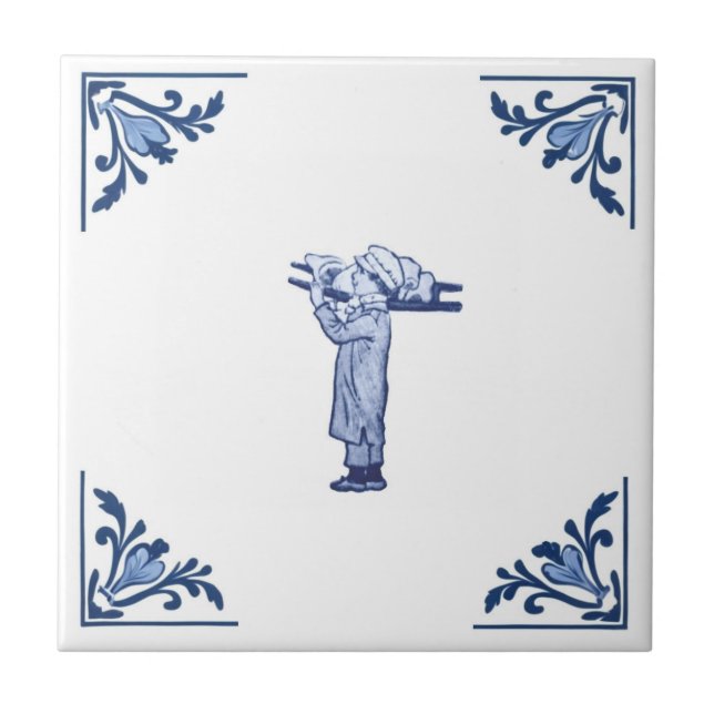 Carreau Livraison vintage Boucher Boy Delft Bleu & Blanc (Devant)