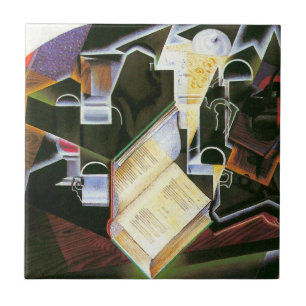 Carreau Livre, Pipe et lunettes, Juan Gris, Cubisme Vintag