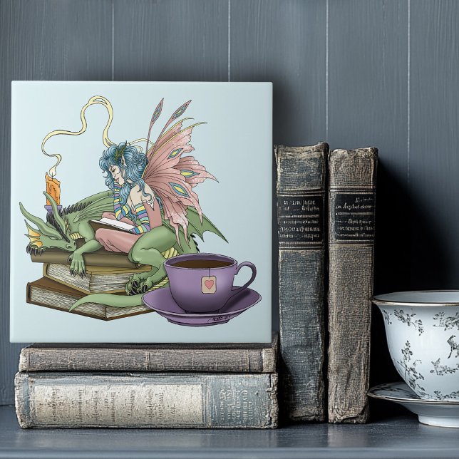 Carreau Livres de thé d'amitié de fée dragon  (Créateur téléchargé)