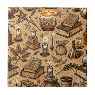 Carreau Livres et bougies vintages Motif (2)