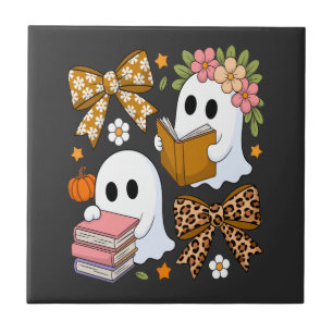 Carreau Livres Fantômes Floral Halloween Automne Halloween