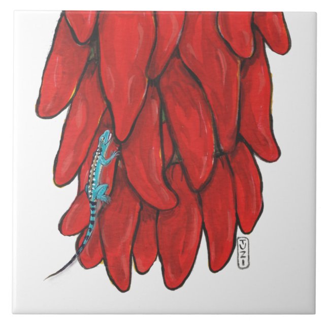 Carreau Lizard Sud-Ouest et rouge Chili poivre Ristra Mura (Devant)