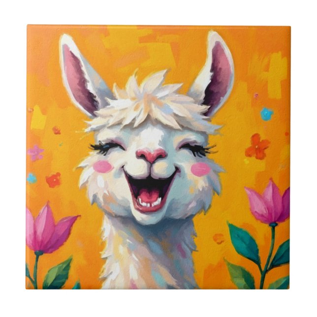 Carreau Llama Love in Bloom (Devant)