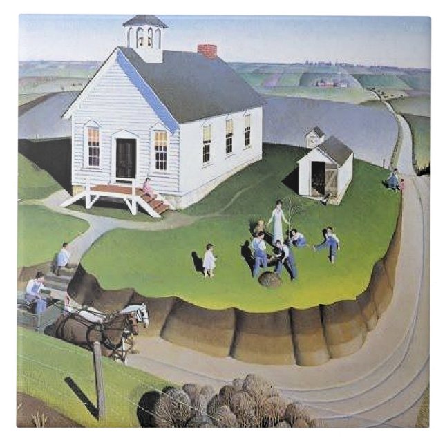 Carreau L'œuvre d'Arbor Day de Grant Wood (Devant)