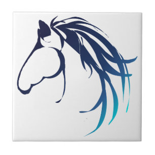 Carreau Logo classique de la tête de cheval en bleu