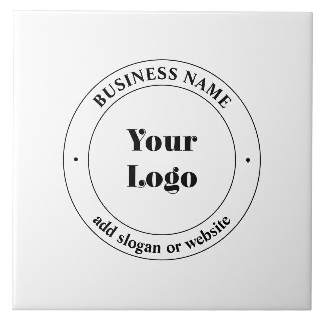 Carreau Logo d'entreprise et texte promotionnel | Blanc (Devant)