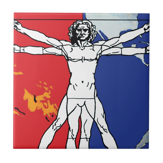 Carreau Logo du patch de mission de Skylab 2 Vitruvian Man (Devant)
