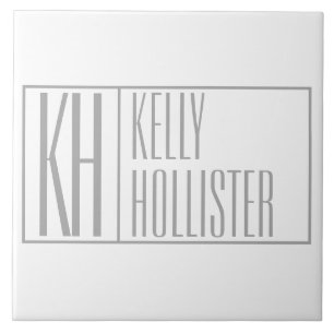 Carreau Logo Moderne Grey Initiales & Nom