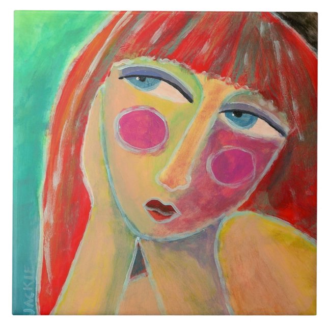 Carreau Loin Portrait Abstrait d'une femme Red Haired (Devant)