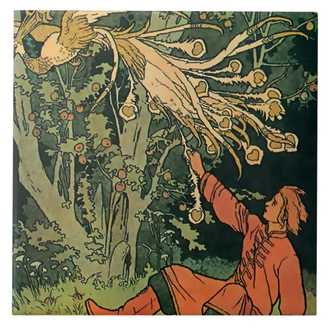 Carreau “L'Oiseau de feu” Illustration de conte de fées pa (Devant)