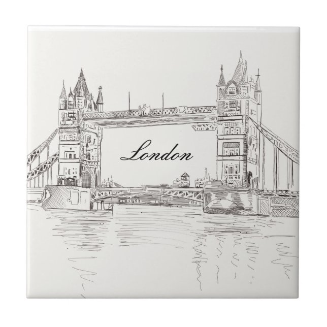 Carreau London Tower Bridge Black Ink Dessin classique (Devant)