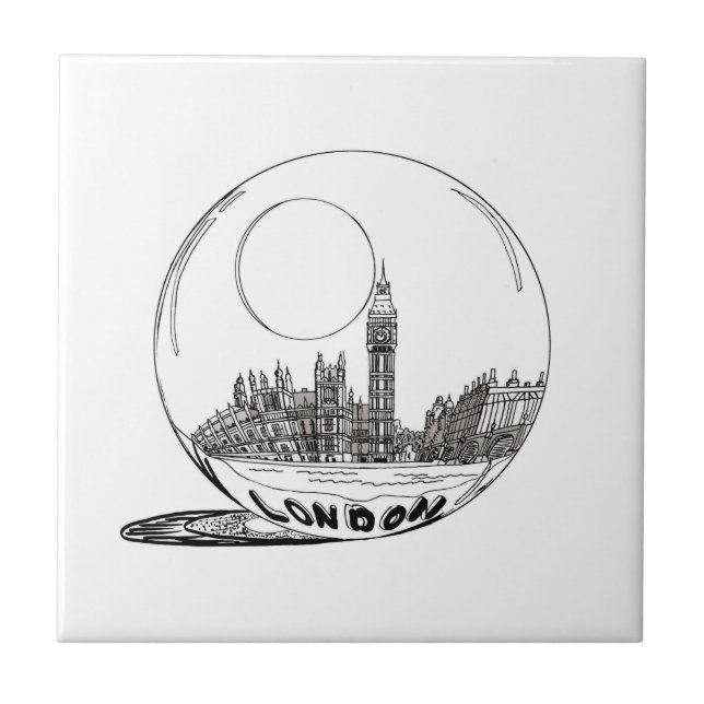 Carreau Londres dans une boule de verre. (Devant)
