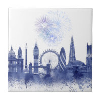 Londres Skyline - Aquarelle bleue