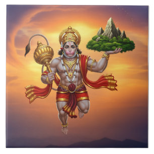 Carreau Lord Hanuman Flying Lifting Mountain