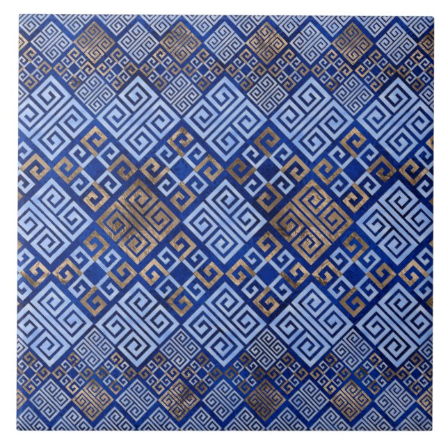 Carreau L'ornement grec avec la clé de la méandre (Devant)