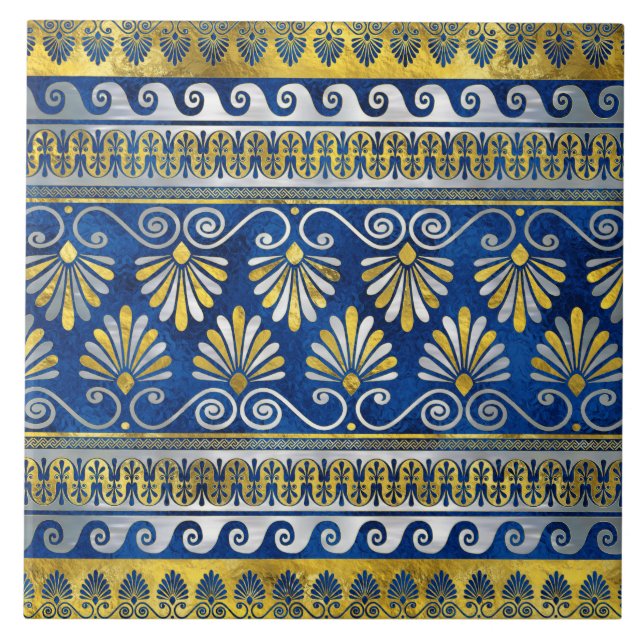 Carreau L'ornement grec avec la pierre angulaire bleue de  (Devant)