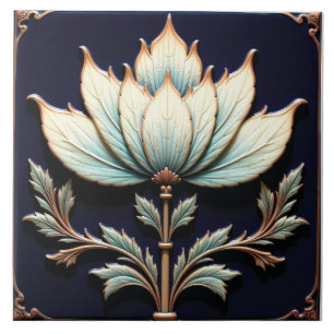 Carreau Lotus délicat du bassin bleu profond