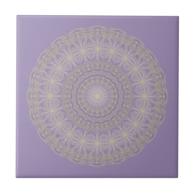 Carreau Lotus Mandala en Lilac et or (Devant)