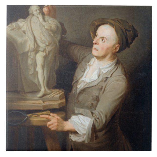 Carreau Louis-Francois Roubiliac (1695-1762) modelant le (Devant)