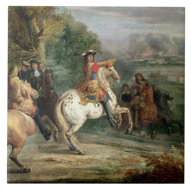 Carreau Louis XIV (1638-1715) surveillant le siège de ci (Devant)