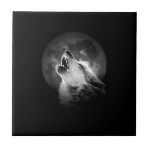 Carreau Loup et lune de Howling noir et blanc