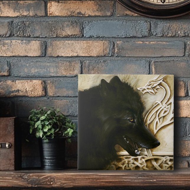 Carreau Loup noir celtique (Créateur téléchargé)