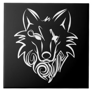 Carreau Loup tribal noir et blanc