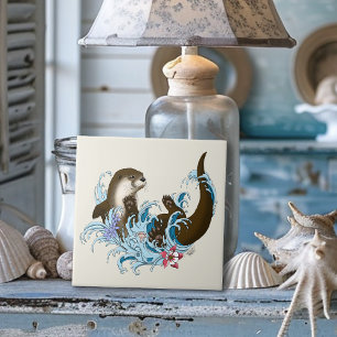 Carreau Loutre de rivière fantaisiste bleue ludique éclabo
