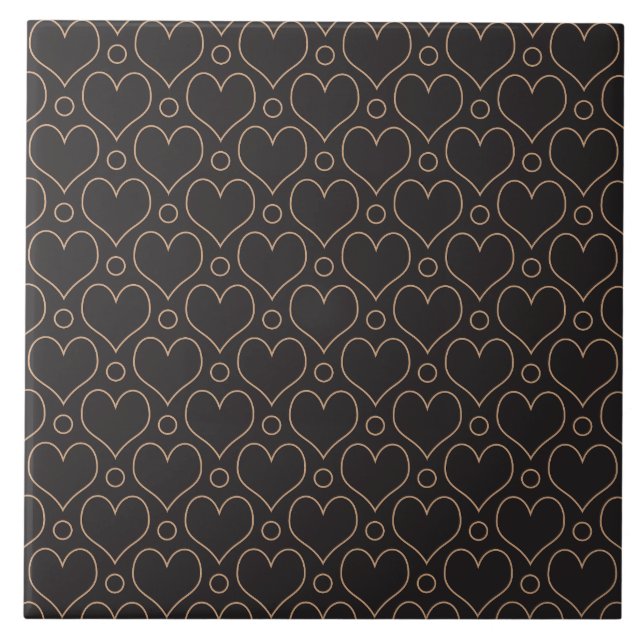 Carreau Love Hearts et motif Pois en Tan & Black (Devant)