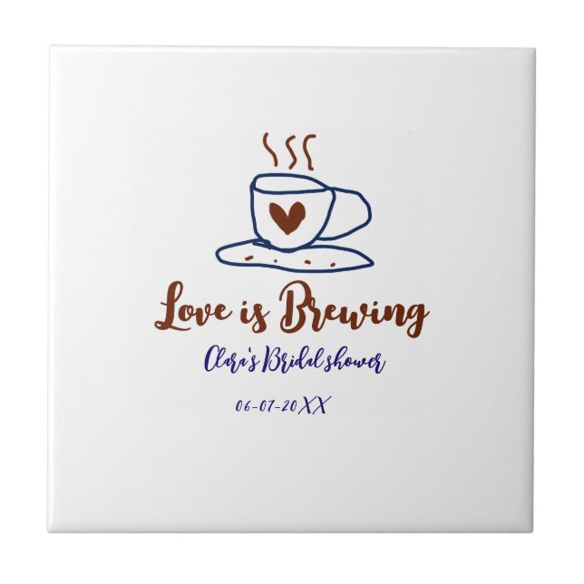 Carreau Love is Brewing marron bleu enterrement de vie de  (Devant)