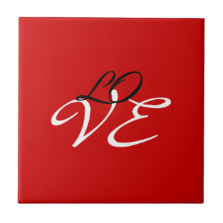 Carreau Love Rouge Blanc Noir Couleur Script Calligraphie