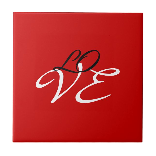 Carreau Love Rouge Blanc Noir Couleur Script Calligraphie (Devant)